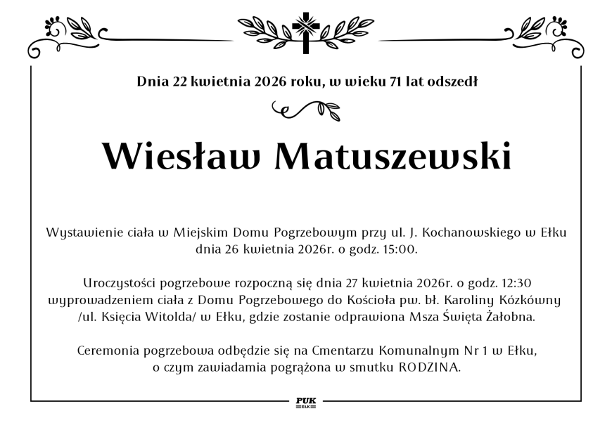 Wiesław Matuszewski - nekrolog